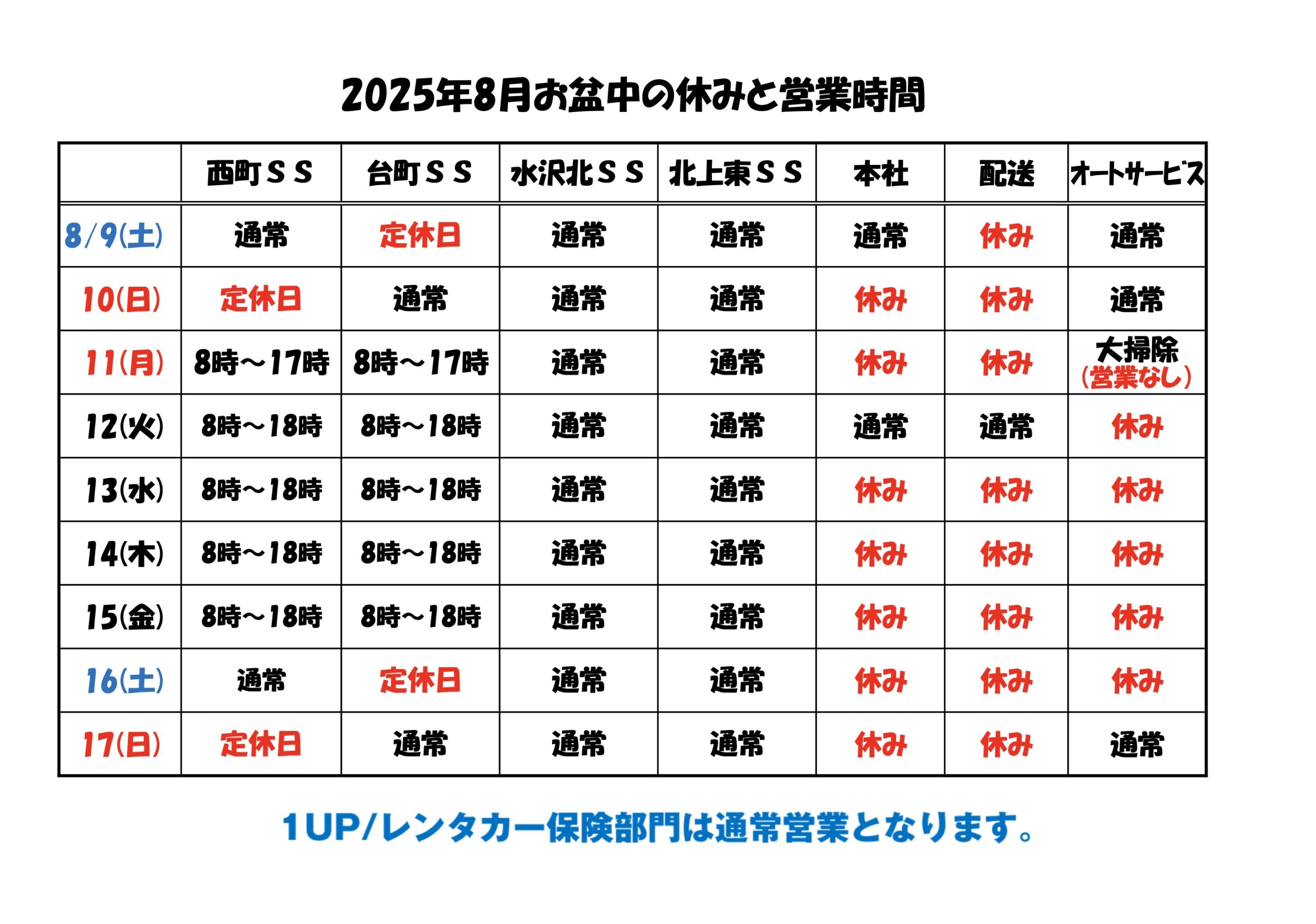 小沢商会からのお知らせ